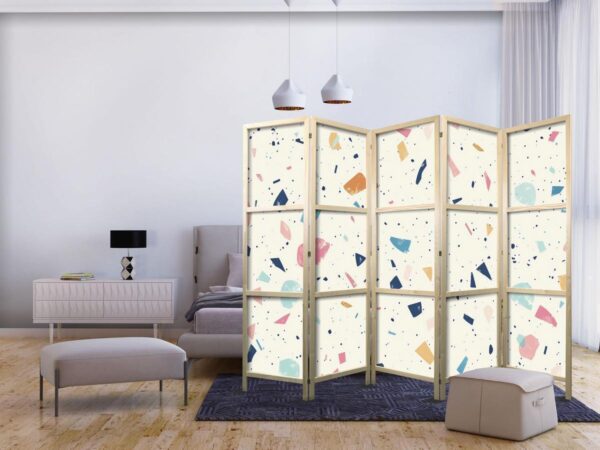 Paravent japonais - Terrazzo with Multicolored - Large Elements - Cheerful Pattern on a Light Background
