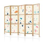 Paravent japonais - Terrazzo with Multicolored - Large Elements - Cheerful Pattern on a Light Background