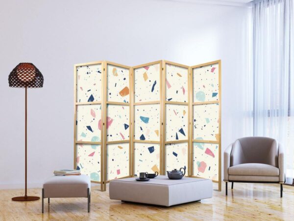 Paravent japonais - Terrazzo with Multicolored - Large Elements - Cheerful Pattern on a Light Background