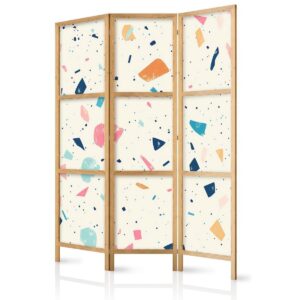 Paravent japonais - Terrazzo with Multicolored - Large Elements - Cheerful Pattern on a Light Background