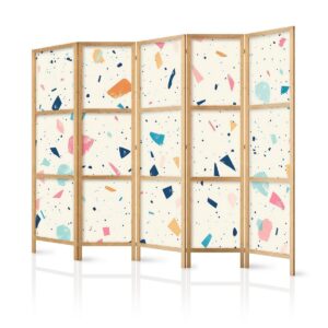 Paravent japonais - Terrazzo with Multicolored - Large Elements - Cheerful Pattern on a Light Background