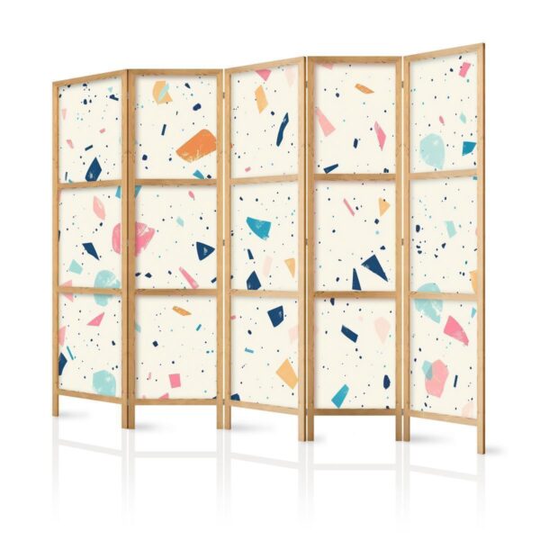 Paravent japonais - Terrazzo with Multicolored - Large Elements - Cheerful Pattern on a Light Background Paravent japonais - Terrazzo with Multicolored - Large Elements - Cheerful Pattern on a Light Background