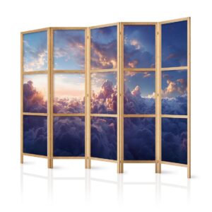 Paravent japonais - The Sun in Hiding: The Golden Face of the Sky Over a Cloudy Sea
