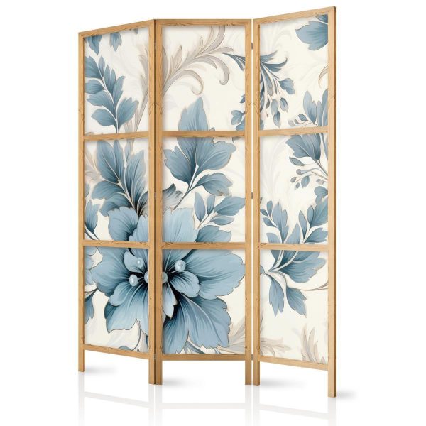 Paravent japonais - Turquoise Flowers in Retro Ambiance - Floral Ornaments Paravent japonais - Turquoise Flowers in Retro Ambiance - Floral Ornaments