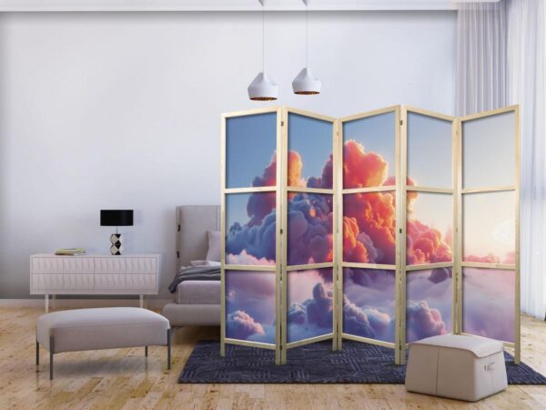 Paravent japonais - Twilight Spectacle: Clouds in Shades of Pink and Violet