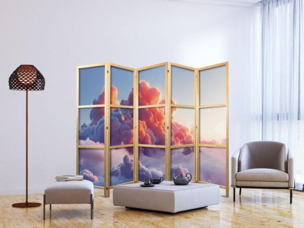 Paravent japonais - Twilight Spectacle: Clouds in Shades of Pink and Violet