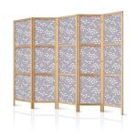 Paravent japonais - Underwater Shoal of Small Fish - Tiny Light-Beige Fish on the Background of Oceanic Depths in Gray Shades