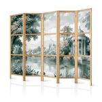 Paravent japonais - View of the Park and Lake - Retro Vintage Landscape in Greens