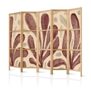 Paravent japonais - Waving Leaves - Irregular Plant Shapes in the Style of Matisse