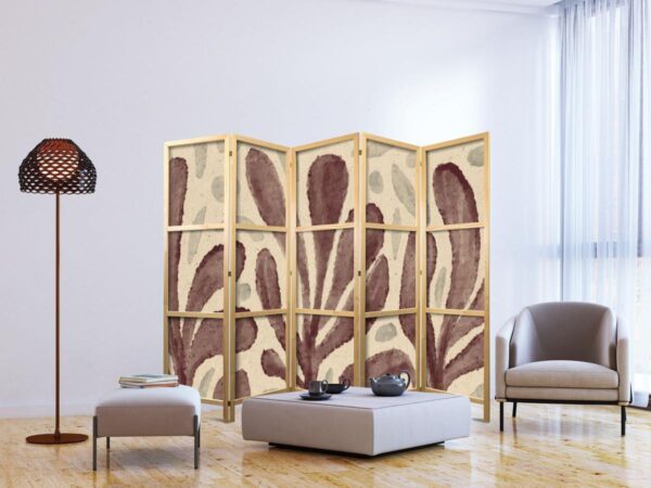 Paravent japonais - Waving Leaves - Irregular Plant Shapes in the Style of Matisse