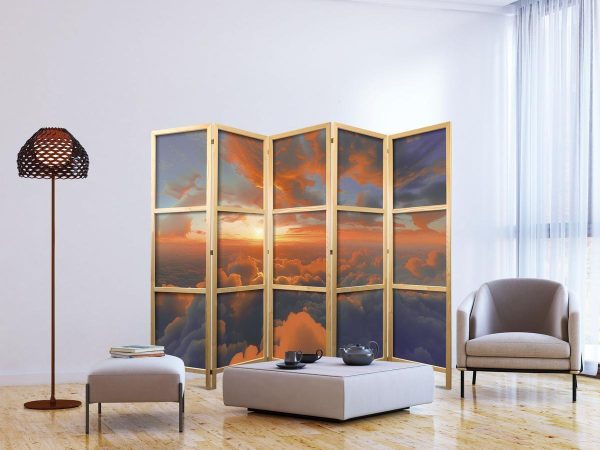 Paravent japonais - When Dawn Tickles the Clouds: A Spectacle of Colors on the Morning Sky