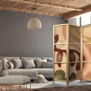 Paravent japonais - Worn Figures - Shapes in Lime Wash Technique in Warm Colors
