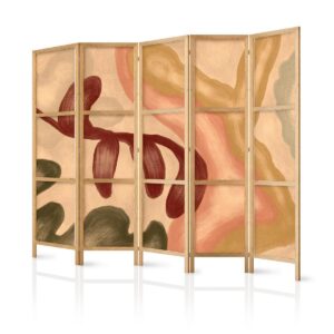 Paravent japonais - Worn Figures - Shapes in Lime Wash Technique in Warm Colors