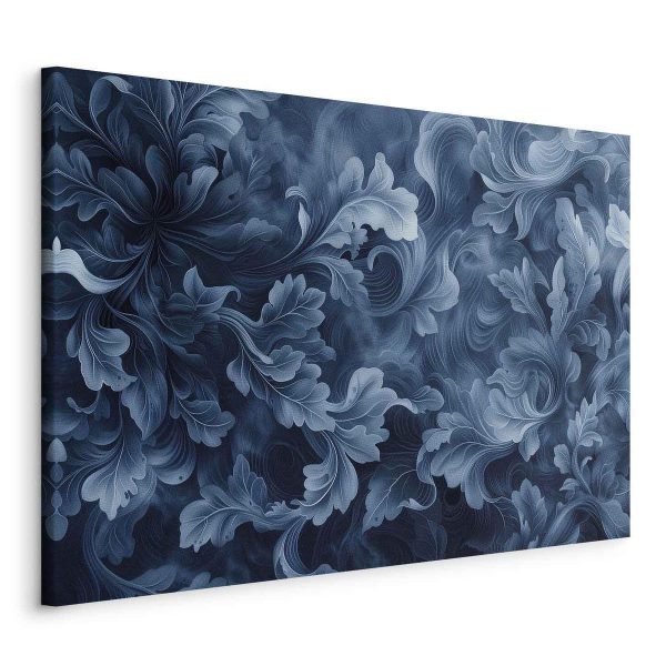 Tableau - Abstract Ornaments Dark Blue Victorian Leaves