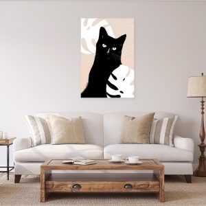 Tableau - Cat in Monsteras (1 Part) Vertical