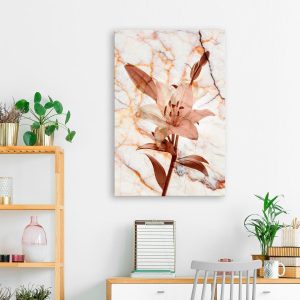 Tableau - Elegance of a Flower (1-part) - Delicate Lily on Marble in Sepia