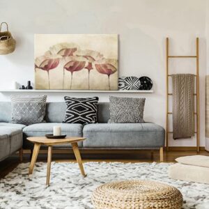 Tableau - Flowers in Beige (1 Part) Wide