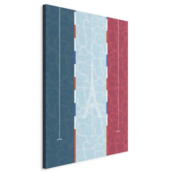 Tableau - Graphic Illustration of a Swimming Pool Against the Backdrop of the French Flag Tableau - Graphic Illustration of a Swimming Pool Against the Backdrop of the French Flag