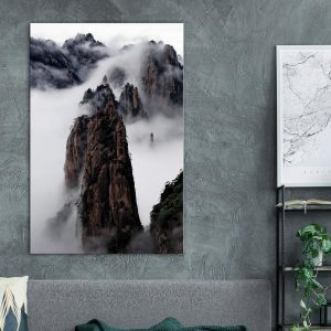 Tableau - High Mountains in Mist (1-part) - Landscape of Clouds Amid Rocks