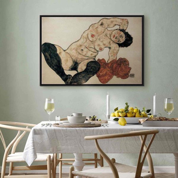 Tableau - Liegender Akt mit gelbem Handtuch (Egon Schiele)