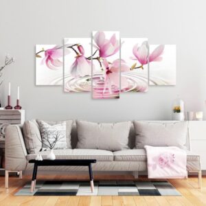 Tableau - Magnolias over Water (5 Parts) Wide Pink