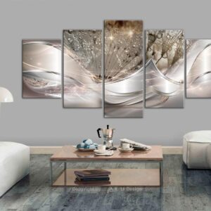 Tableau - Sparkling Dandelions (5 Parts) Beige Wide