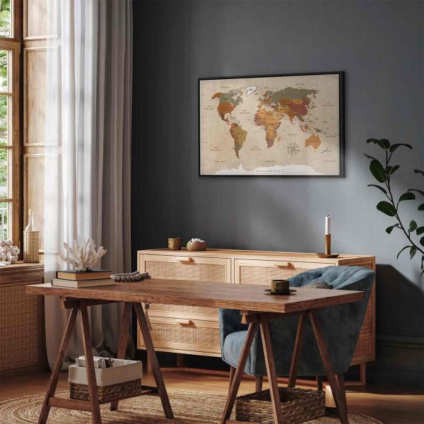 Tableau - World Map: Beige Chic