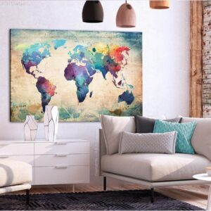 Tableau en liège - Colorful World Map