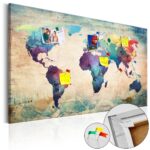 Tableau en liège - Colorful World Map