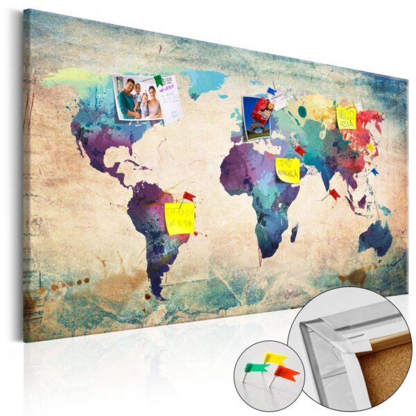 Tableau en liège - Colorful World Map Tableau en liège - Colorful World Map