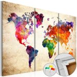 Tableau en liège - Corkboard Map in Watercolor