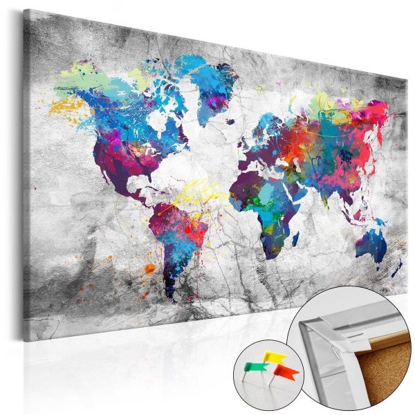 Tableau en liège - World Map: Grey Style Tableau en liège - World Map: Grey Style