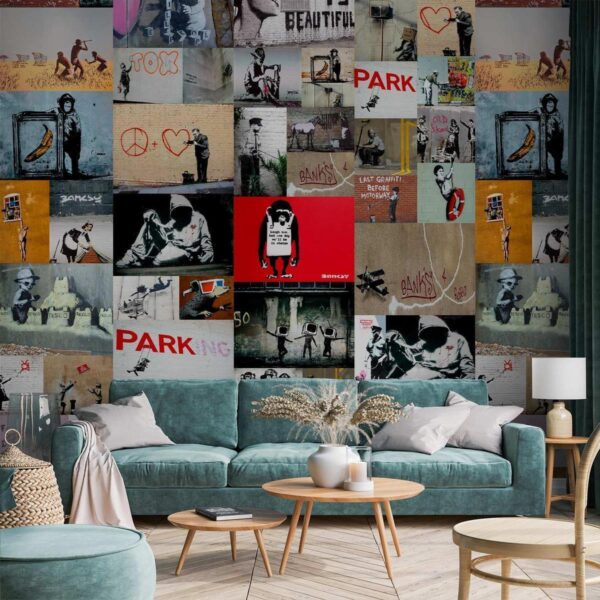 Tapisserie murale - Banksy - a collage Tapisserie murale - Banksy - a collage