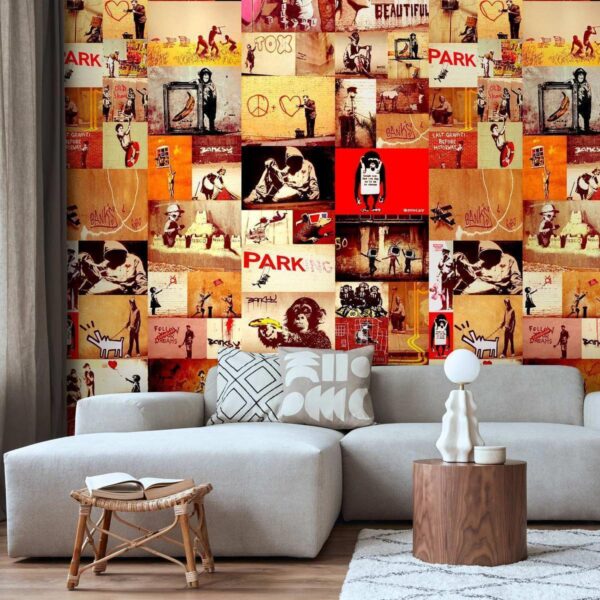 Tapisserie murale - Collage - Banksy Tapisserie murale - Collage - Banksy