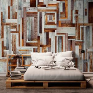Tapisserie murale - Labyrinth of wooden planks