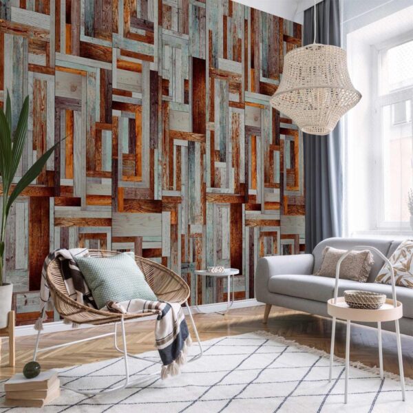 Tapisserie murale - Labyrinth of wooden planks Tapisserie murale - Labyrinth of wooden planks