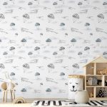 Tapisserie murale - Watercolor - Airplane show on a bright sky with delicate clouds