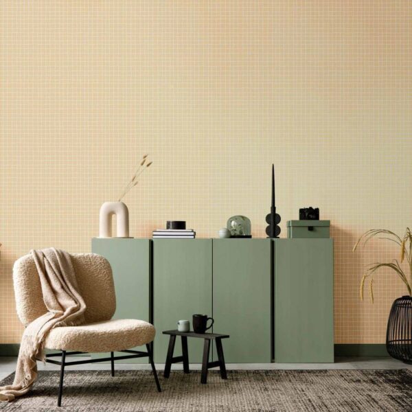 Tapisserie murale - Waving Lines - Creamy Grid on a Noisy Pastel Background Tapisserie murale - Waving Lines - Creamy Grid on a Noisy Pastel Background