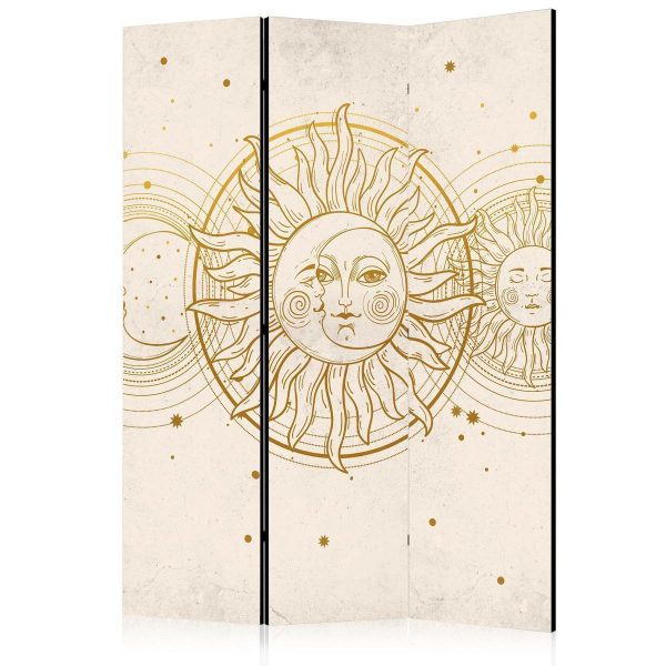 Paravent - Golden Sun and Moon - Artistic Retro Style Illustration Paravent - Golden Sun and Moon - Artistic Retro Style Illustration