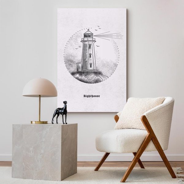 Tableau - Black and White Lighthouse (1 Part) Vertical