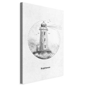 Tableau - Black and White Lighthouse (1 Part) Vertical