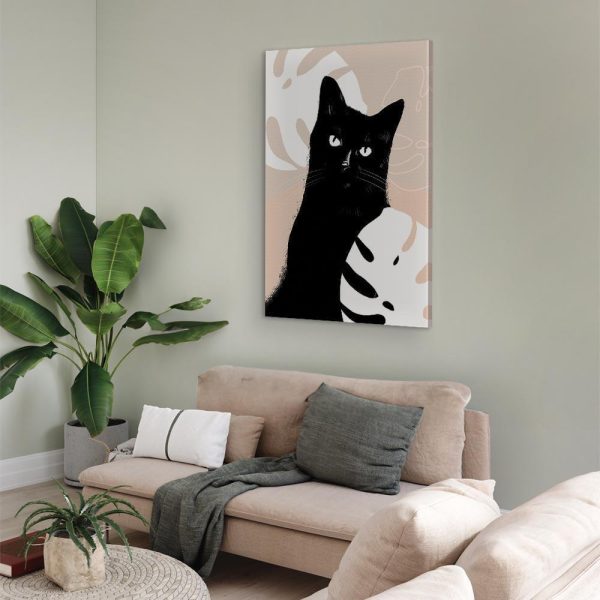 Tableau - Cat in Monsteras (1 Part) Vertical