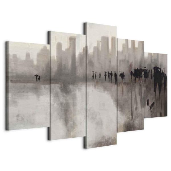 Tableau - City in the Rain (5 Parts) Wide Tableau - City in the Rain (5 Parts) Wide