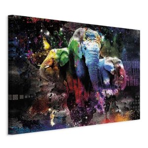 Tableau - Colorful Elephants (1 Part) Wide