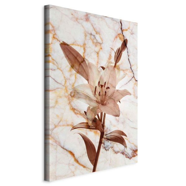 Tableau - Elegance of a Flower (1-part) - Delicate Lily on Marble in Sepia Tableau - Elegance of a Flower (1-part) - Delicate Lily on Marble in Sepia