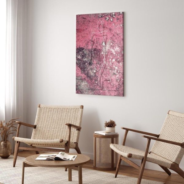 Tableau - Figure on Pink Background (1-part) - Female Silhouette in Marble