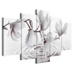 Tableau - Magnolias over Water (5 Parts) Wide Grey