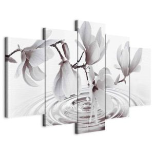 Tableau - Magnolias over Water (5 Parts) Wide Grey