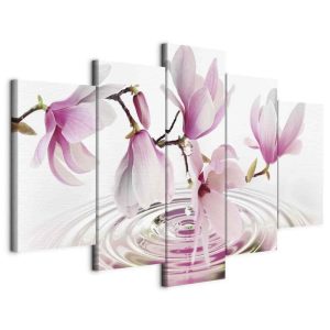 Tableau - Magnolias over Water (5 Parts) Wide Pink