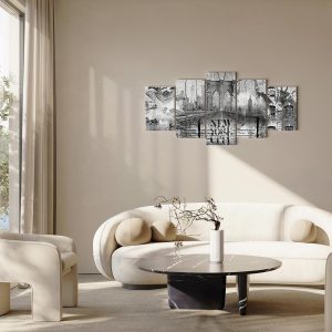 Tableau - New York City Collage (5 Parts) Wide Black and White